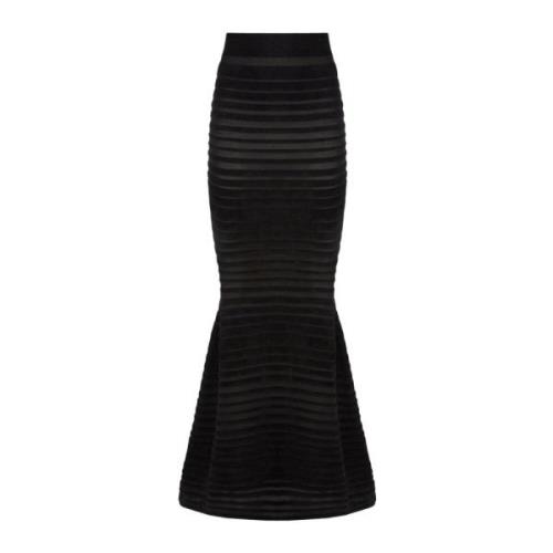 Zwarte Tonal Stripe Mermaid Rok Nina Ricci , Black , Dames