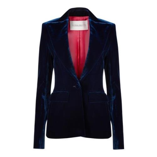 Blauwe Velvet Single-Breasted Blazer Nina Ricci , Blue , Dames