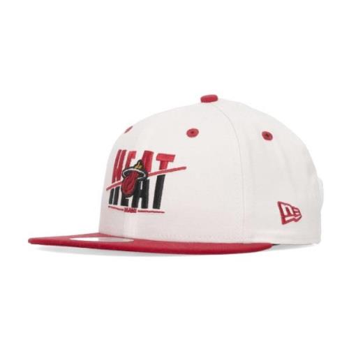 Miami Heat Platte Klep Pet Wit New Era , White , Unisex