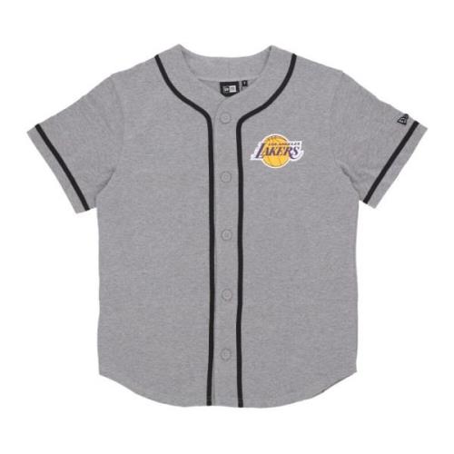 NBA Baseball Jersey Lakers Heather Grey New Era , Gray , Heren