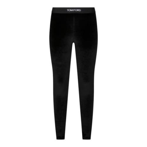 Zwarte Glanzende Velours Leggings Tom Ford , Black , Dames