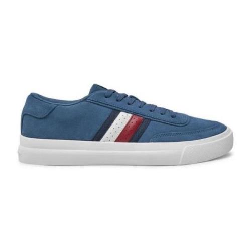 Blauwe Leren Lage Sneakers Tommy Hilfiger , Blue , Heren