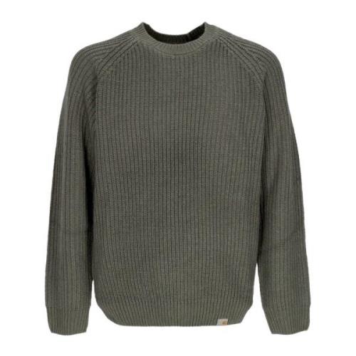 Rookgroene Ribgebreide Crew-Neck Sweater Carhartt Wip , Green , Heren