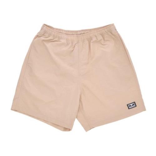 Nylon Shorts met elastische sluiting Obey , Beige , Heren