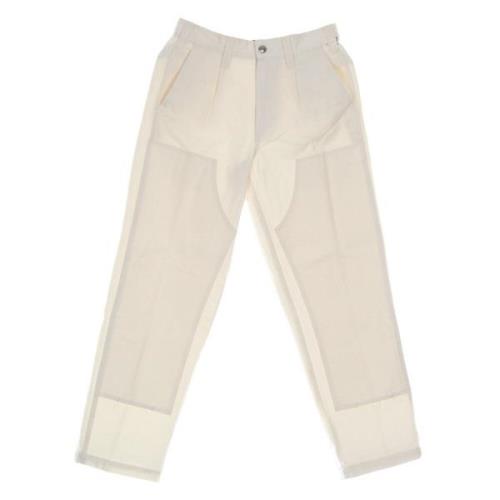 Katoenen Twill Lange Broek Rechte Pijp Obey , Beige , Heren