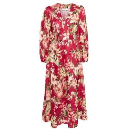 Bloemen Wrap Maxi Jurk Zimmermann , Multicolor , Dames