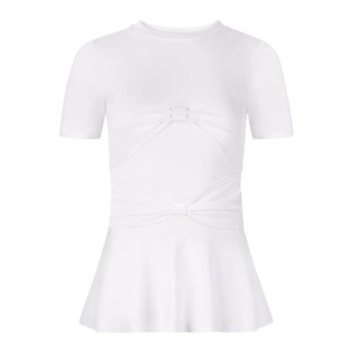 Witte Peplum T-shirt met Strikdetail Nina Ricci , White , Dames