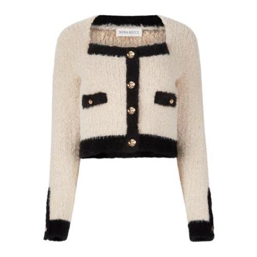 Beige Tweed Square Neckline Cardigan Nina Ricci , Beige , Dames