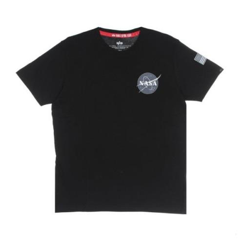 Nasa Logo Zwart Tee Korte Mouw Alpha Industries , Black , Heren