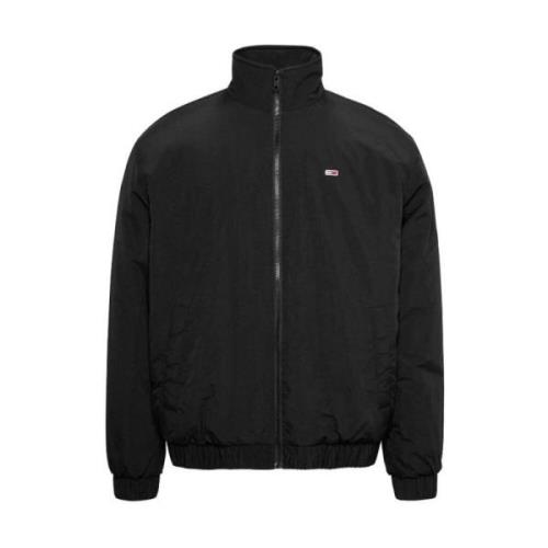 Zwarte Gewatteerde Jas met Hoge Kraag Tommy Hilfiger , Black , Heren