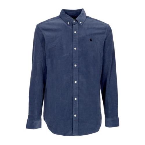 Velvet Overhemd Hudson Blauw/Zwart Carhartt Wip , Blue , Heren