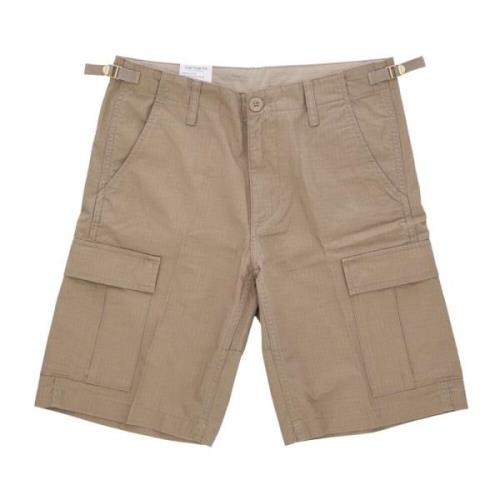 Cargo Shorts in Leren Stof Carhartt Wip , Beige , Heren