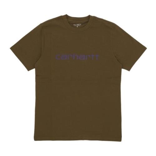 Script Tee Highland/cassis Korte Mouw T-shirt Carhartt Wip , Green , H...