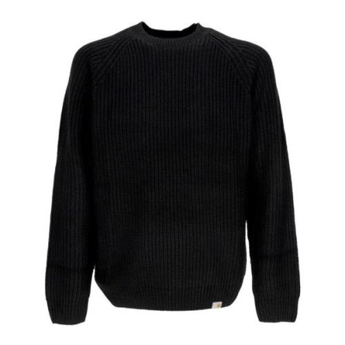 Zwarte Ribgebreide Crew-Neck Sweater Carhartt Wip , Black , Heren