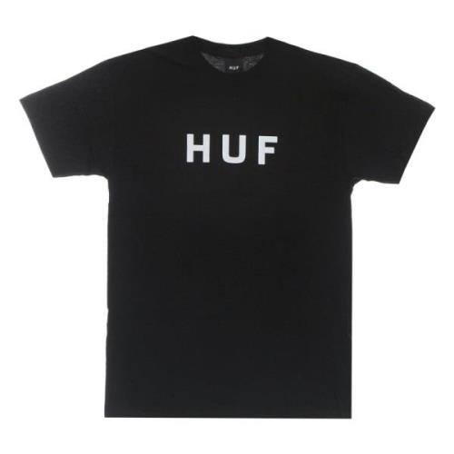 Zwart Logo Tee Korte Mouw T-shirt HUF , Black , Heren