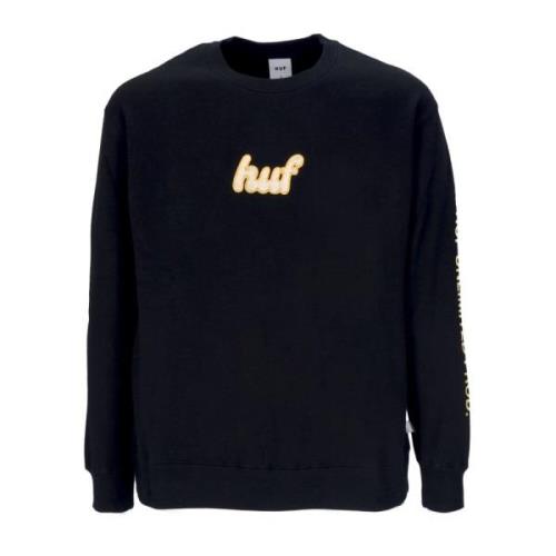 Zwarte Crewneck Sweatshirt met cursief HUF , Black , Heren