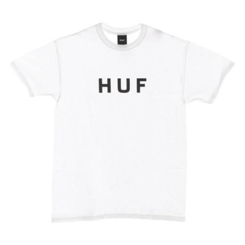 Wit Logo Tee Korte Mouw T-shirt HUF , White , Heren