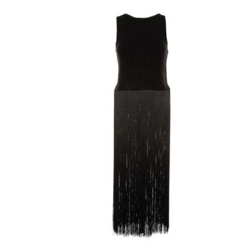 Lang Fringe Gebreide Top Essentiel Antwerp , Black , Dames