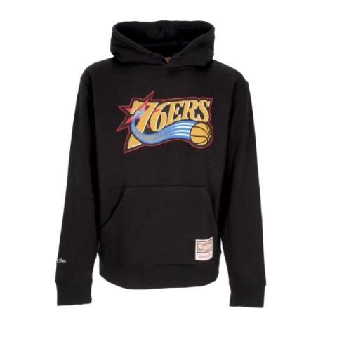 Philadelphia 76ers Logo Hoodie Zwart Mitchell & Ness , Black , Heren