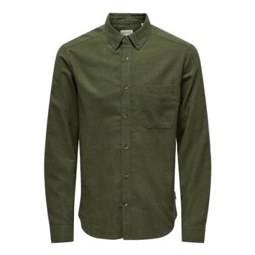 Gudmund Overhemd Lange Mouw Only & Sons , Green , Heren