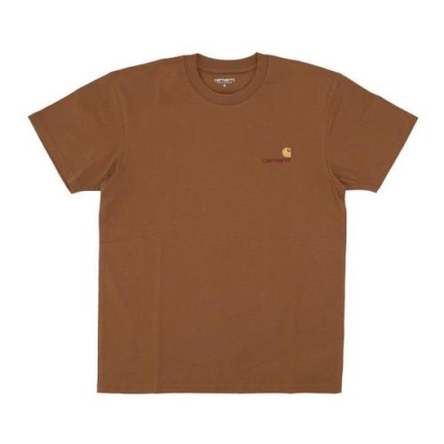 Script Tee Soft Fit Geborduurd Logo Carhartt Wip , Brown , Heren