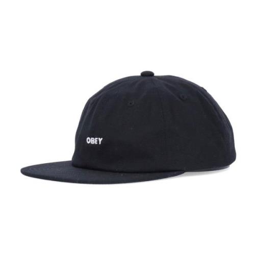 Zwarte Twill Platte Klep Strapback Obey , Black , Heren