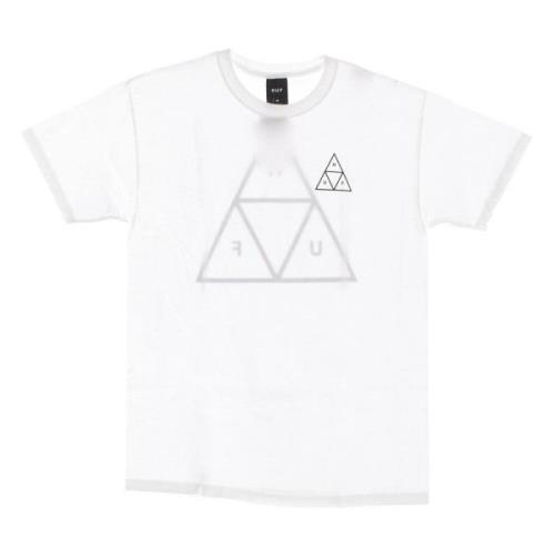 Witte Mannen T-shirt met Driehoek HUF , White , Heren