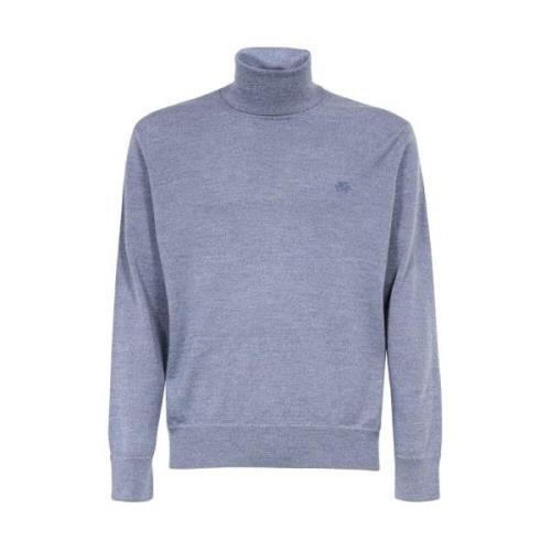 Geribbelde Virgin Wool Turtleneck Sweater Etro , Blue , Heren