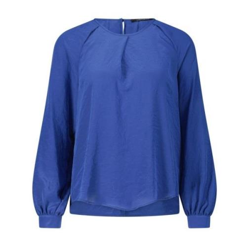 Satin Blouse Losse Pasvorm Ronde Hals Luisa Cerano , Blue , Dames