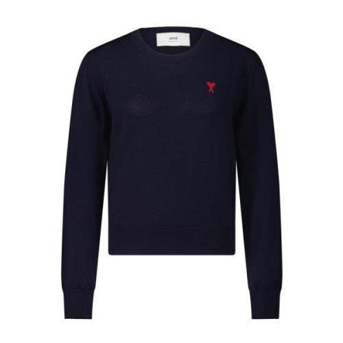 Merino Wol Pullover Ami Paris , Blue , Dames