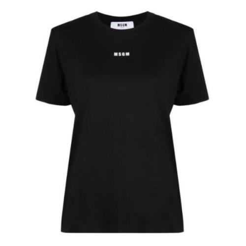 Zwarte Micro Logo T-Shirt Msgm , Black , Dames