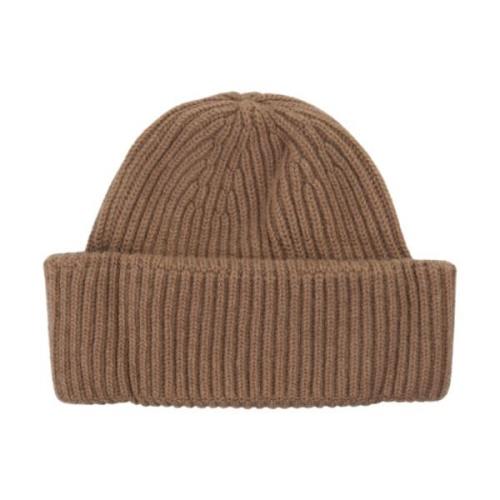 Geribbelde Cashmere Beanie in Toffee Bruin Fedeli , Brown , Dames