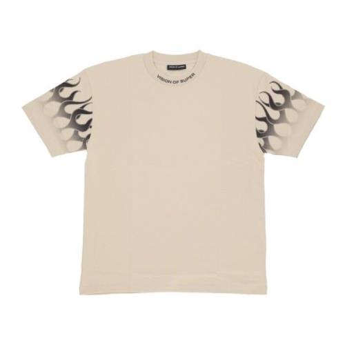 Flames Tee Heren T-shirt Vision OF Super , Beige , Heren