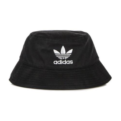 Zwart/Wit Bucket Hat met Logo Adidas , Black , Heren