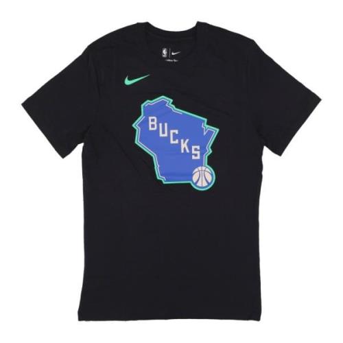 Milwaukee Bucks Logo Tee Zwart Nike , Black , Heren