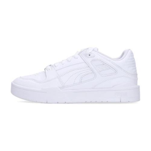 Witte Leren Sneaker Vetersluiting Puma , White , Heren