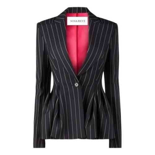 Blauwe Pinstripe Peplum Blazer Nina Ricci , Multicolor , Dames