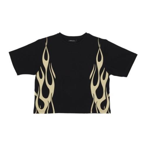 Flames Tee Zwart/off White Vision OF Super , Black , Dames