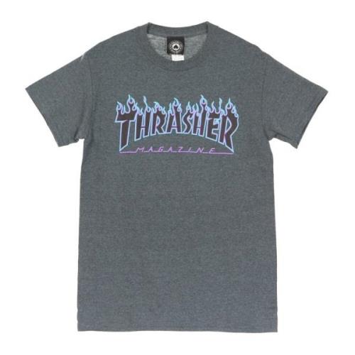 Flame Tee Heren T-shirt Thrasher , Gray , Heren