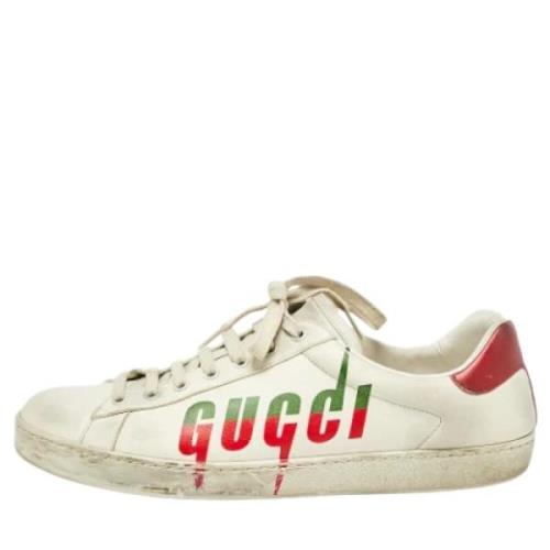 Pre-owned Leather sneakers Gucci Vintage , White , Heren