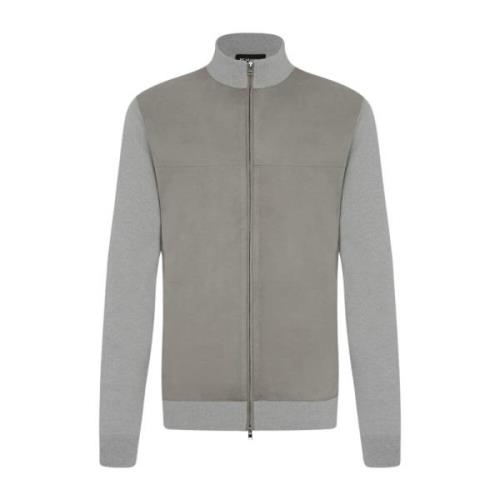 Cashmere Bomberjack met Leren Inzetstukken Kiton , Gray , Heren