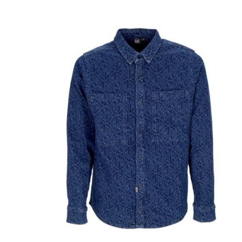 Monogram Laser Shirt Blauw Indigo Dolly Noire , Blue , Heren