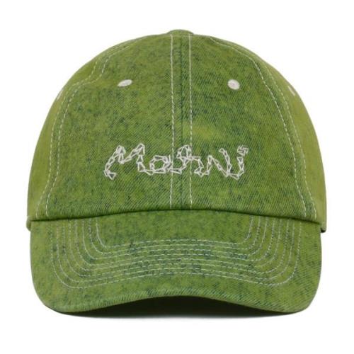 Groene Denim Hoed met Geborduurd Logo Marni , Green , Heren