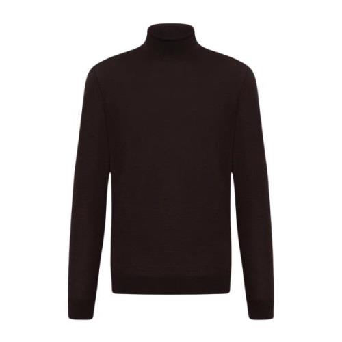 Luxe Wol Polo Hals Trui Kiton , Brown , Heren