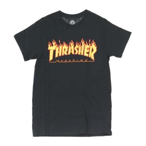 Flame Tee Zwart/Geel Korte Mouw T-shirt Thrasher , Black , Heren