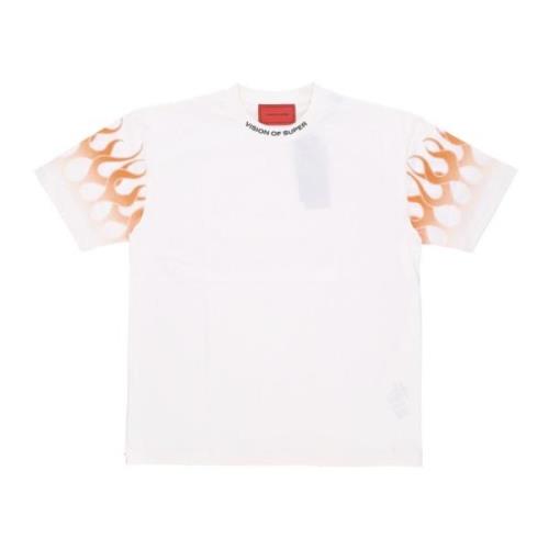 Flames Tee Heren T-Shirt Vision OF Super , White , Heren