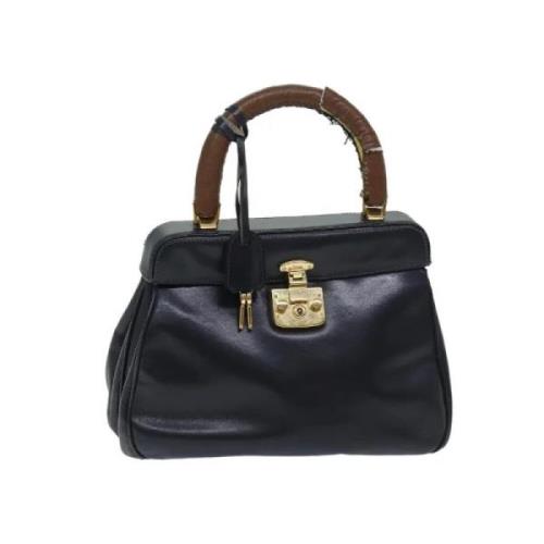 Pre-owned Leather handbags Gucci Vintage , Blue , Dames