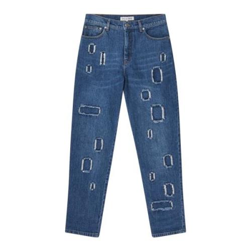 Versleten Boyfriend Jeans Blauw Munthe , Blue , Dames