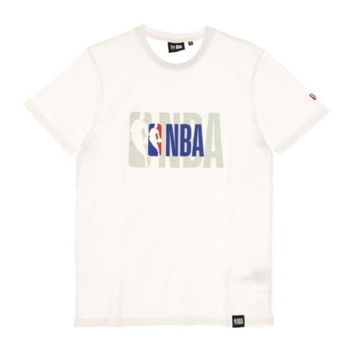 NBA Logo Wit Tee Shirt New Era , White , Heren