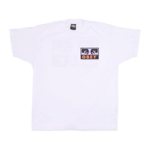 Klassieke Witte Tee met Ogenprint Obey , White , Heren